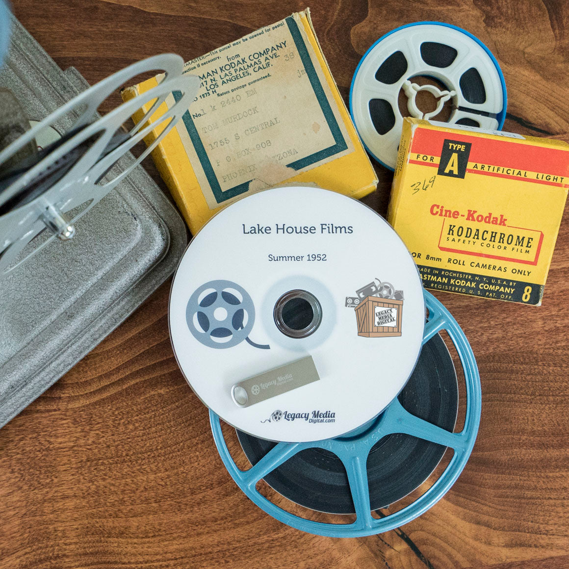 Logan Deluxe Movie Reel Storage Box w/ Various 8mm Metal Reels, in EC.